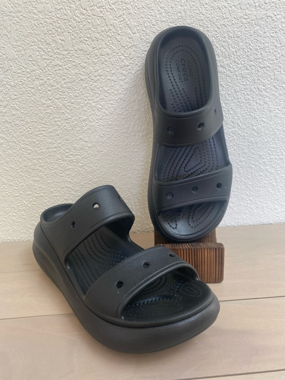 CROCS Black Two-Strap Slide Sandals